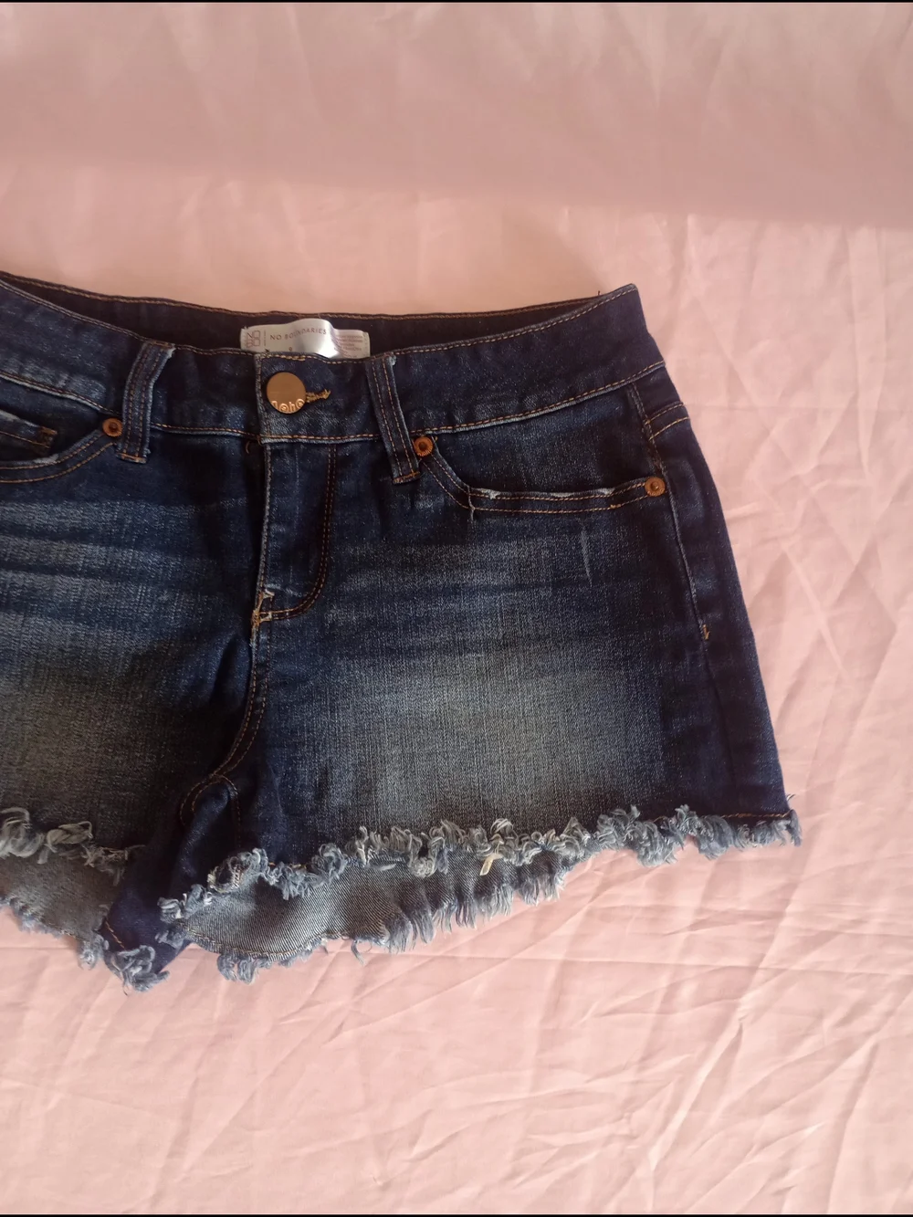 No Boundaries Dark Blue Frayed Hem Denim Shorts Sz. 9